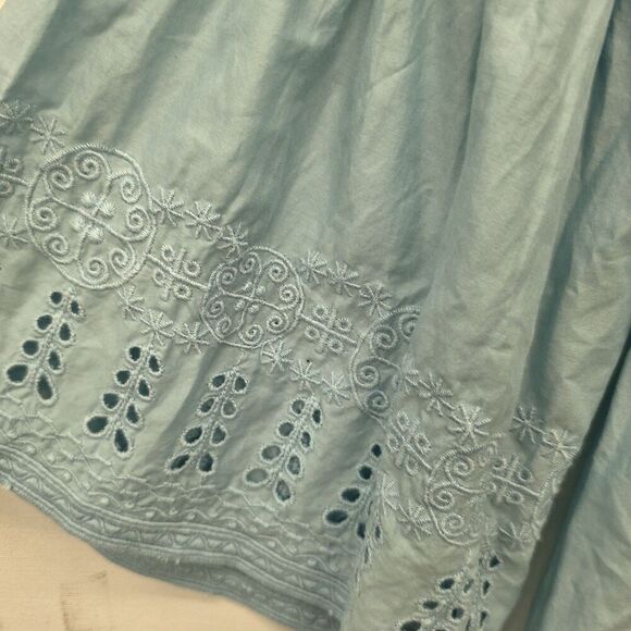 soft surroundings Heloise Eyelet Tunic Women's Size Medium Bell Sleeves Blue - Picture 2 of 8